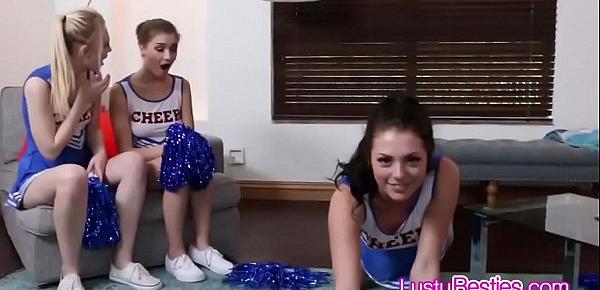  Sexy cheerleaders trying out trainers fat dick